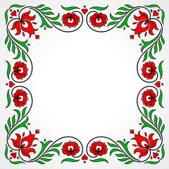 Obrazy na Szkle  Pusta ramka z tradycyjnymi węgierskimi motywami kwiatowymi