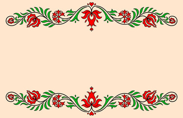 Vintage label with traditional Hungarian floral motives