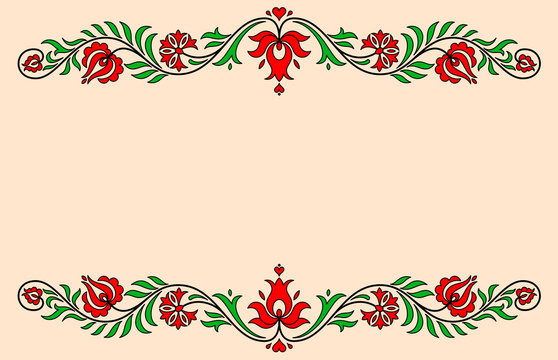 Vintage label with traditional Hungarian floral motives