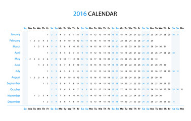 The 2016 linear calendar