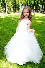 Adorable smiling little girl in princess dress