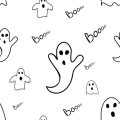 Scary ghosts seamless pattern