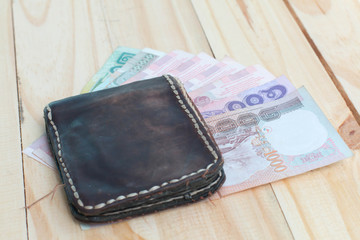 purse on wood background