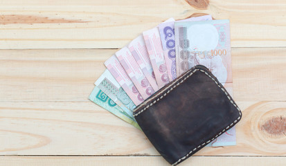 purse on wood background