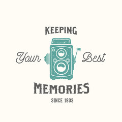 Vintage Camera Photography Vector Label, Card or a Logo Template