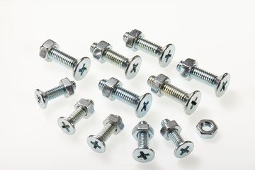 Bolt and nut isolated on white background