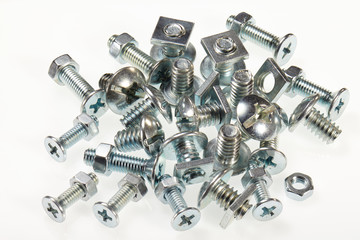 Bolt and nut isolated on white background