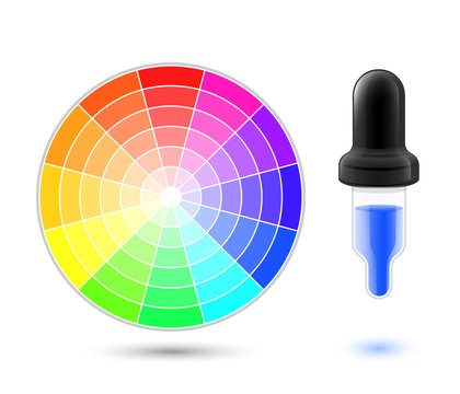 Vector color wheel palette and dropper icon