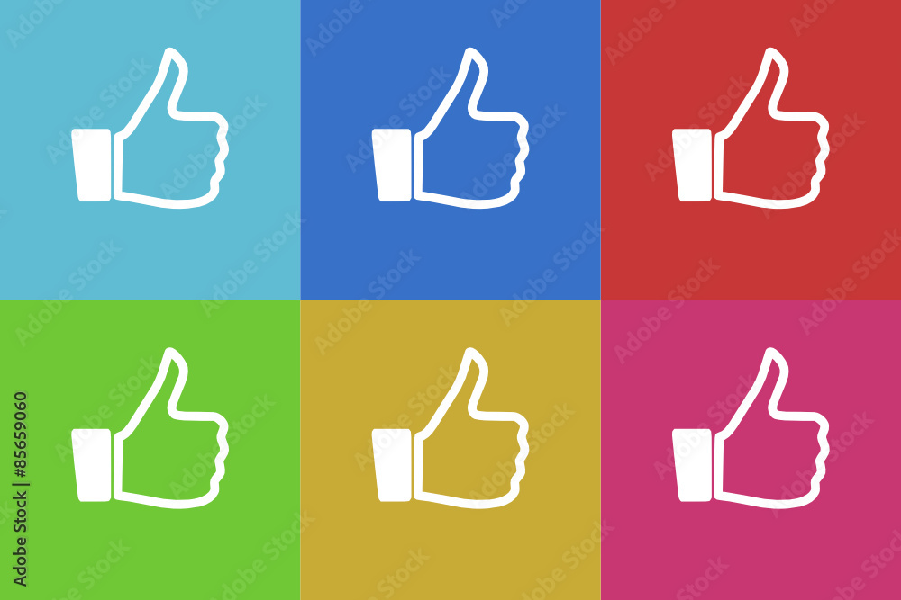 Fototapete thumb up vector icons set original flat design for web and mobile app