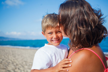 Mother and her son at beach