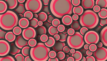 3D render of pink and grey circles of various sizes filling the full frame