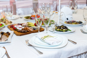 serviette on a plate served on the festive table