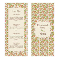 Restaurant menu in retro style