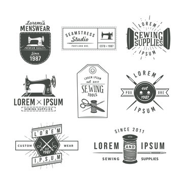 Set of vintage tailor labels, emblems and design elements