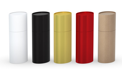 Blank oval box packaging set with clipping path
