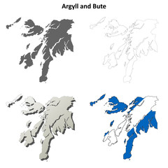Argyll and Bute blank outline map set