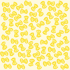 Fototapeta na wymiar Yellow farfalle pattern Italian pasta. Vector