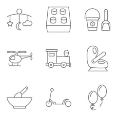 Baby thin line related vector icon set