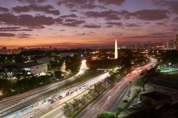Obraz premium Sao Paulo city at nightfall, Brazil