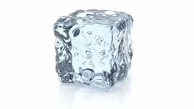 3D animation of rotating ice cube