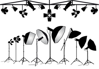 Obraz premium Photography lighting equipment, vector set