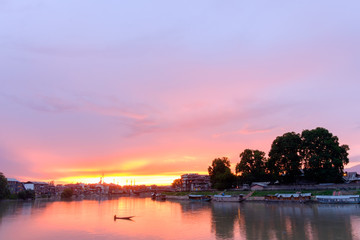 Evening time view of Jhelum river at Srinagar, kashmir, India