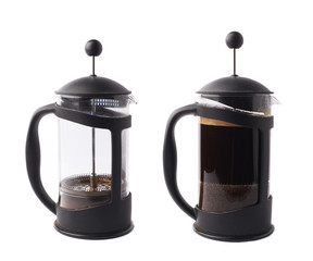 French press pot coffee maker isolated