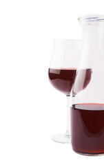 Wine glass and bottle composition isolated