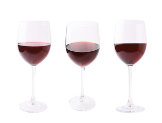 Glass filled with the red wine isolated