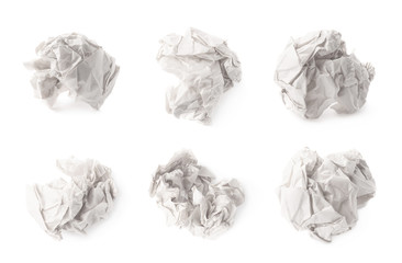 Crumpled ball of white wrapping paper