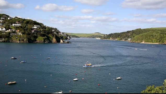 Boats on Salcombe estuary Devon south west England UK 
