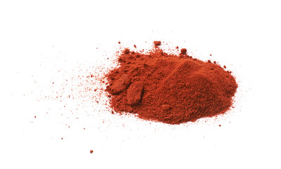 Pile of red paprika powder isolated