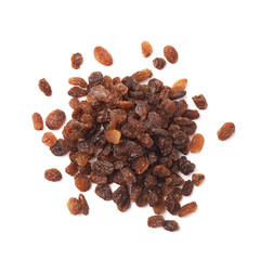 Pile of multiple raisins isolated
