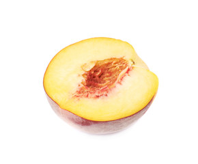 Half of a peach fruit isolated