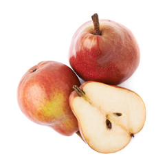 Cut and served red pear