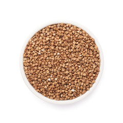 Bowl full of buckwheat isolated