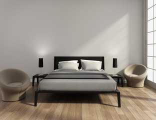 Fototapeta na wymiar Contemporary elegant luxury grey bedroom