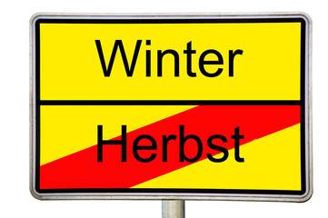 Straßenschild Winter Herbst