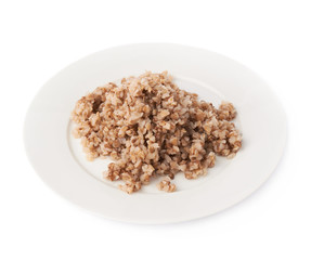Cooked buckwheat on a plate