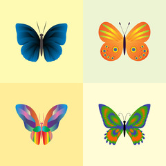 vector illustration set of abstract butterflies