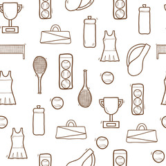 Seamless hand drawn background on tennis theme