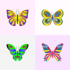 Naklejka na ściany i meble vector illustration set of abstract butterflies