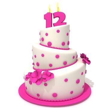 Birthday cake with number twelve 
