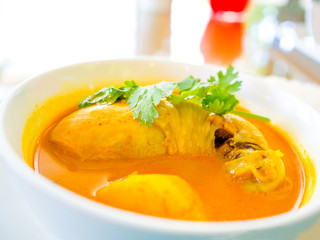 Close up of Muslim style of chicken curry