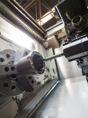 industrial metal work machining process by cutting tool on CNC l