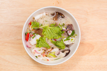 Mung Bean Noodle Spicy Sea food Salad for diet.