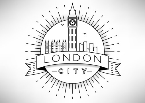 Linear London Skyline Vector Icon Design