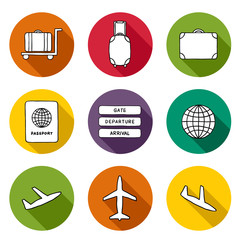 Set of hand drawn airport icons