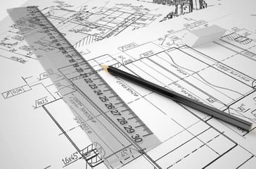 engineering, drafting and construction concept