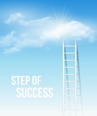 Cloud stair, the way to success in blue sky. Vector illustration